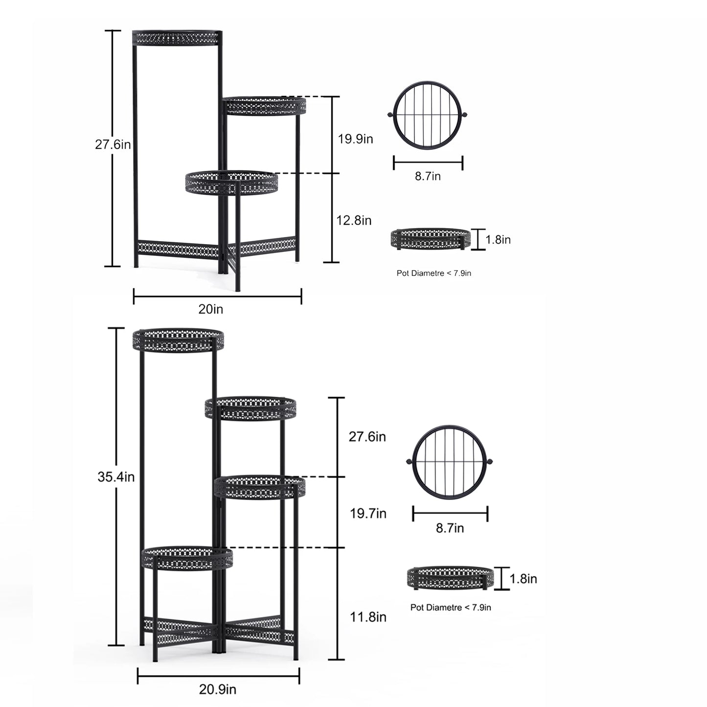 Metal Plant Stand Flower Pot Holder Display Rack