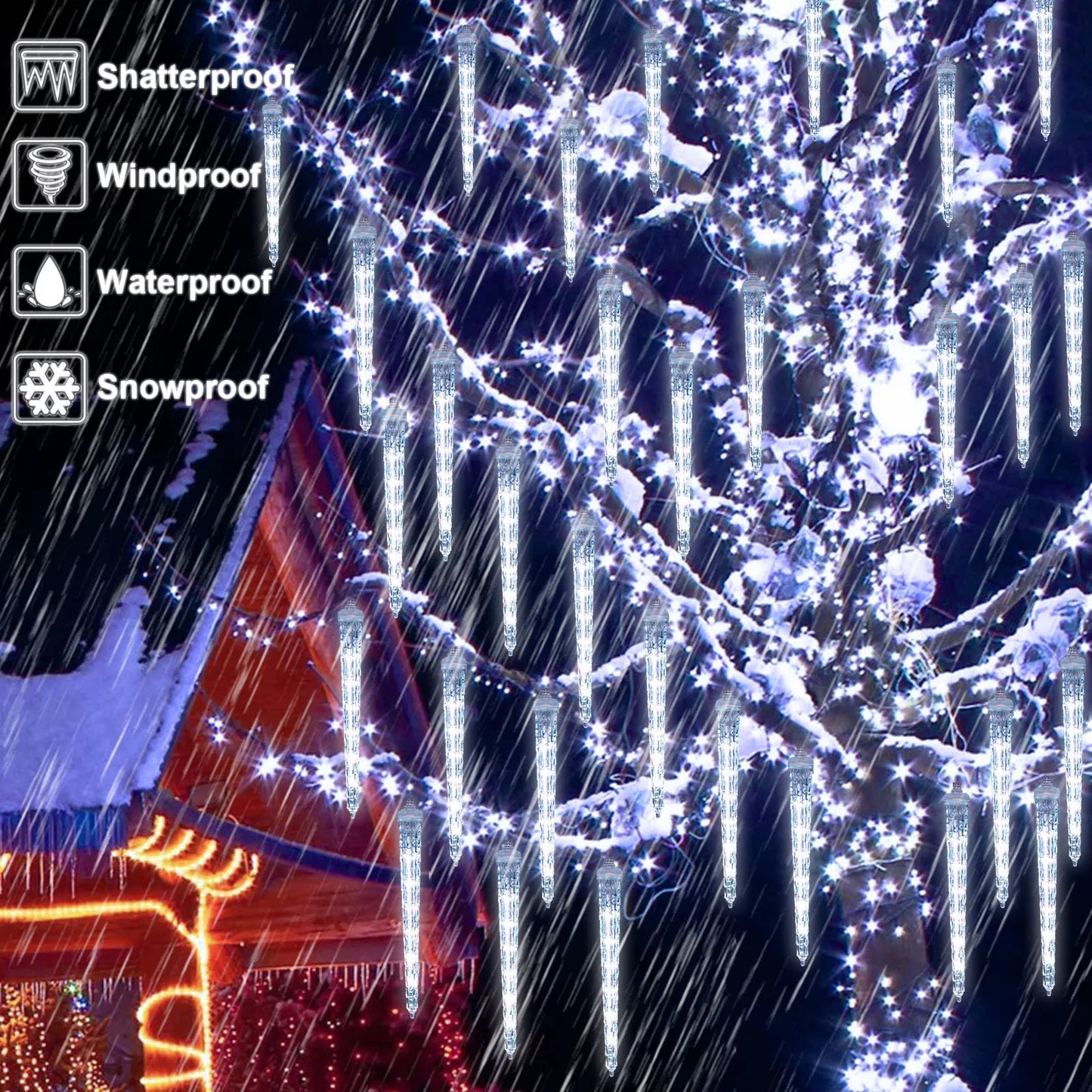 Christmast LED Meteor Shower Raindrop Snowing Lights