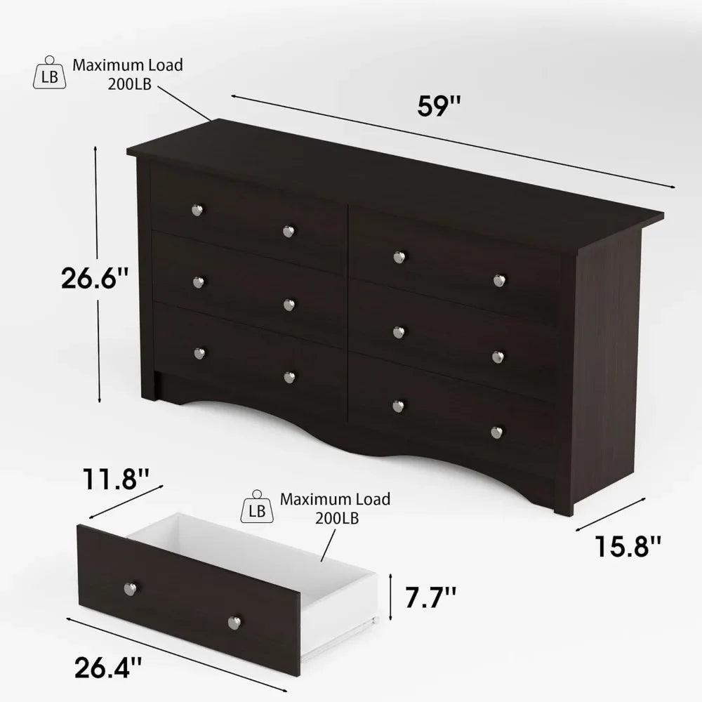 Dresser for Bedroom 6 drawer bedroom furniture