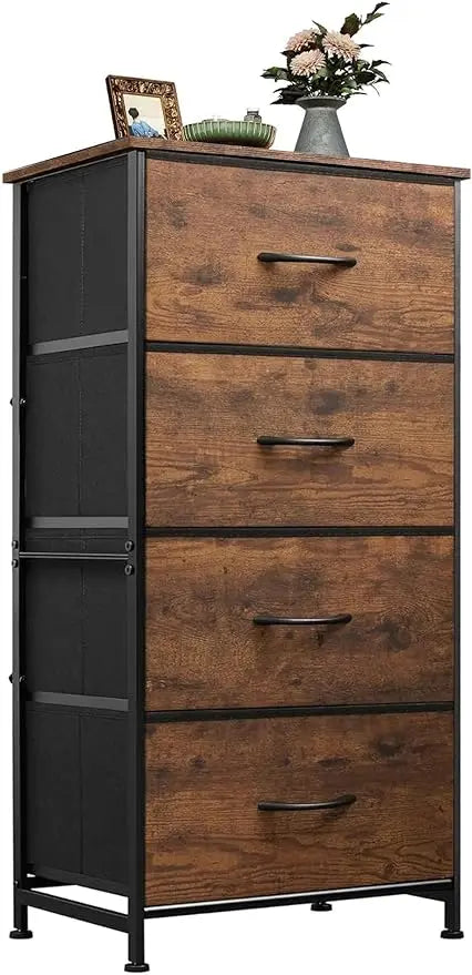 Dresser with 4 Drawers, Fabric Storage Organizer