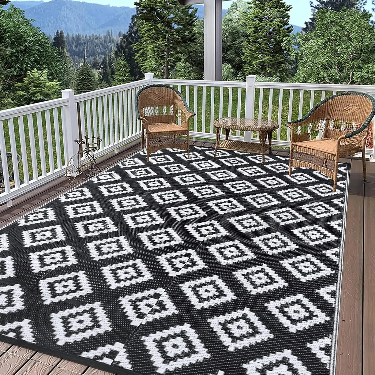 Reversible Plastic Rugs,Rugs for Patio, Living Room, Camping