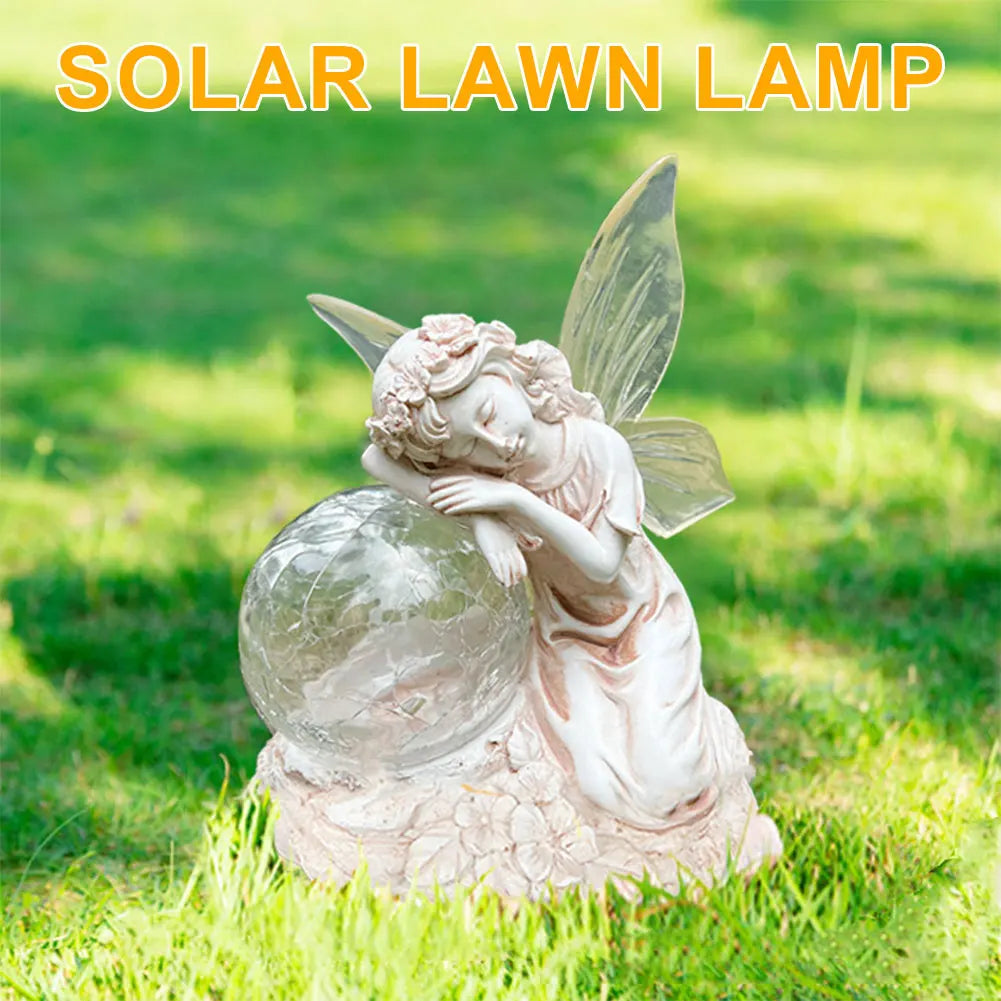 Solar Angel Statue Light Angel Glass Ball Sculpture light