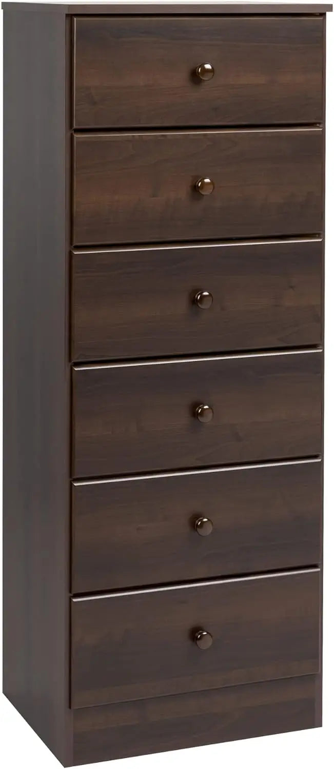 White Dresser: 16"D x 20"W x 52"H, 6-Drawer Dresser