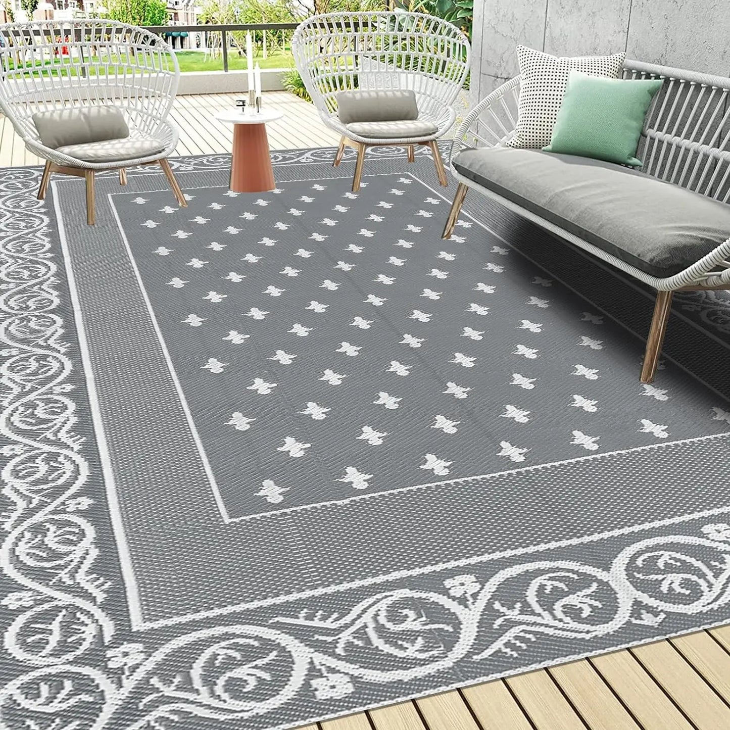 Reversible Plastic Rugs,Rugs for Patio, Living Room, Camping