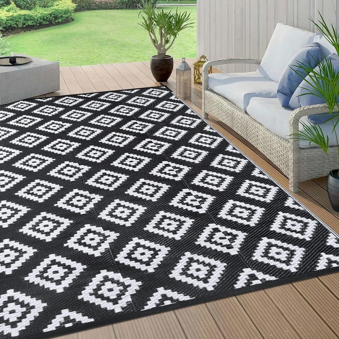 Reversible Plastic Rugs,Rugs for Patio, Living Room, Camping