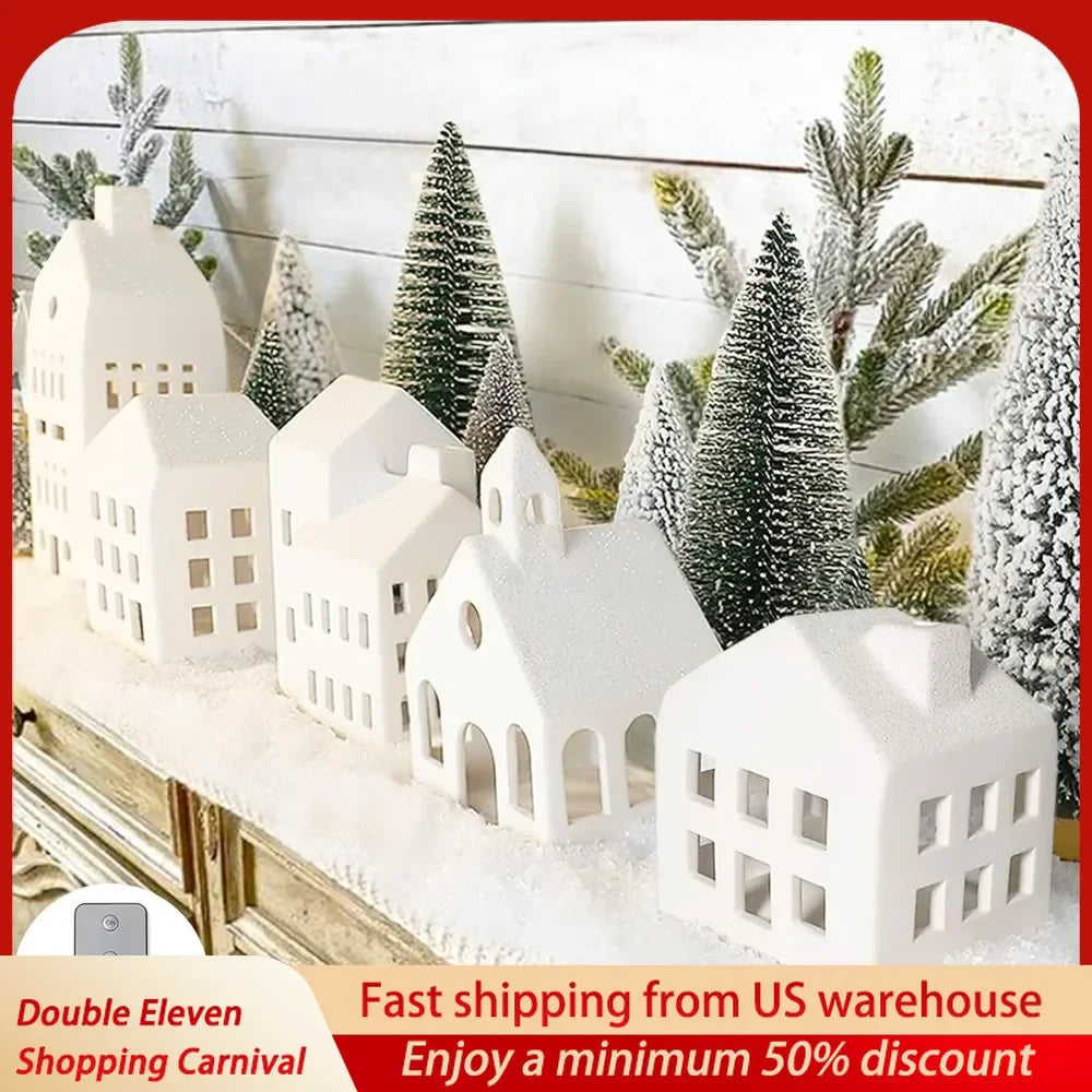 Christmas Village Sets of 5 Lighted Ceramic Houses