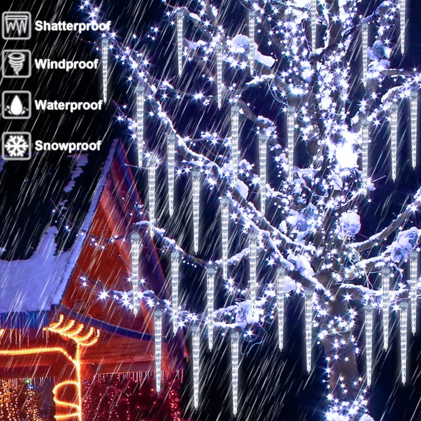 Christmast LED Meteor Shower Raindrop Snowing Lights