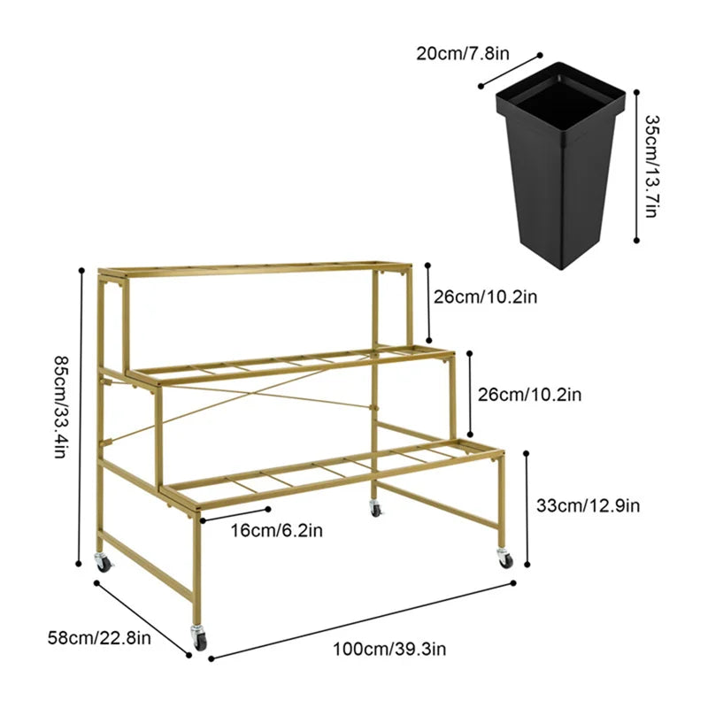 Flower Stand - Metal Plant Stand with 12Pcs Buckets,