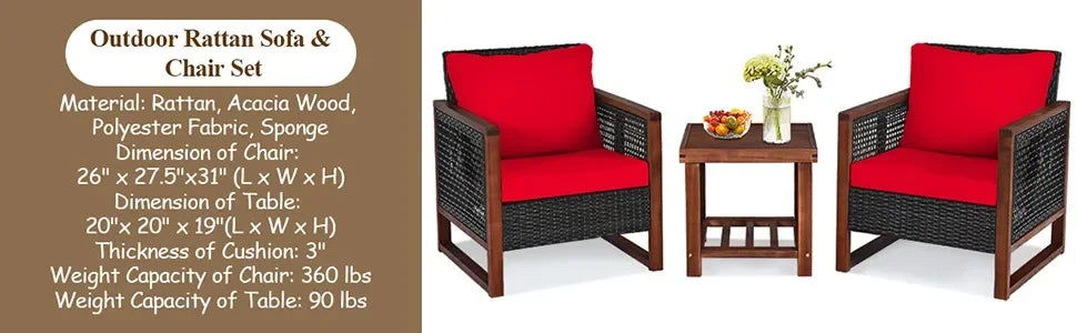 Patio Wicker Furniture Set, Rattan Outdoor Sofa Set