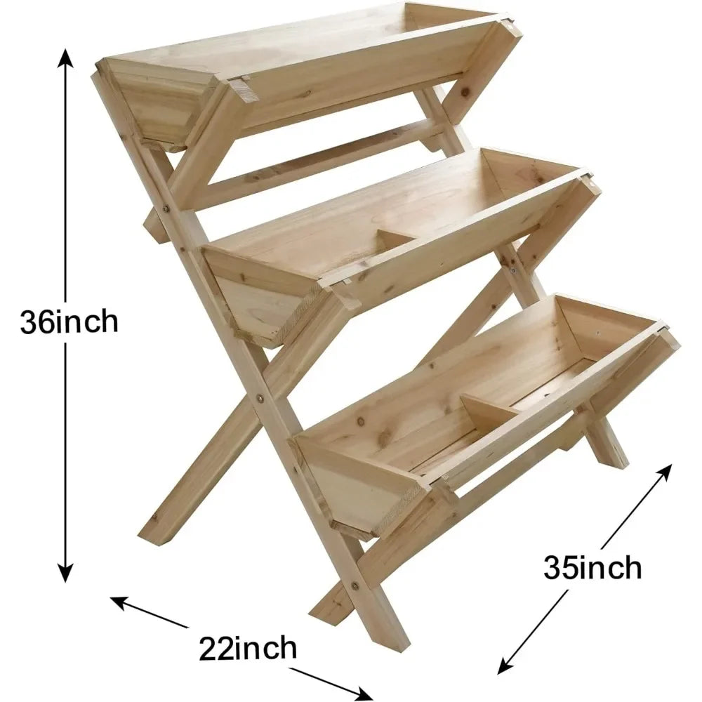 Fir Wood Flower Rack Vertical Flower Pot Stands