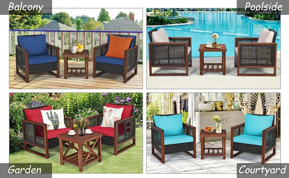 Patio Wicker Furniture Set, Rattan Outdoor Sofa Set