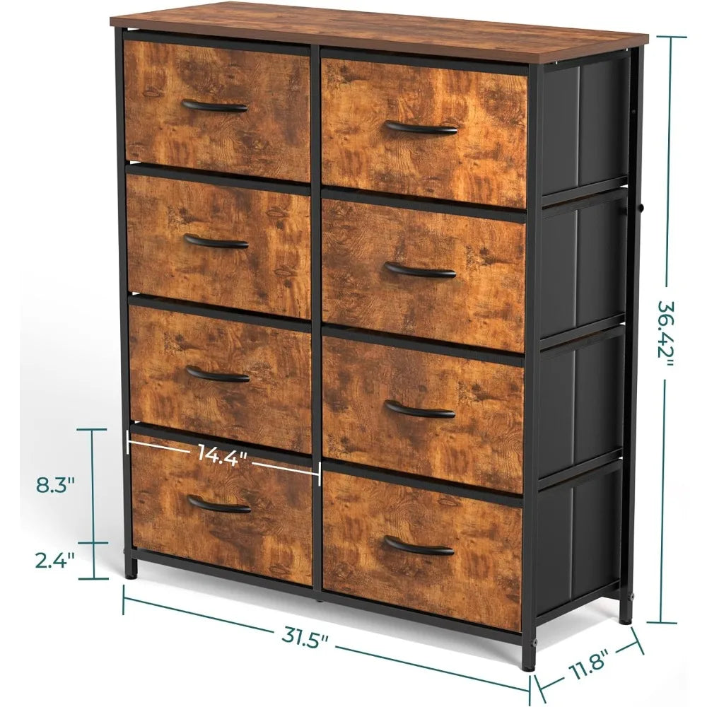 Fabric Dresser with 8 Drawers,Dresser with Fabric Bins