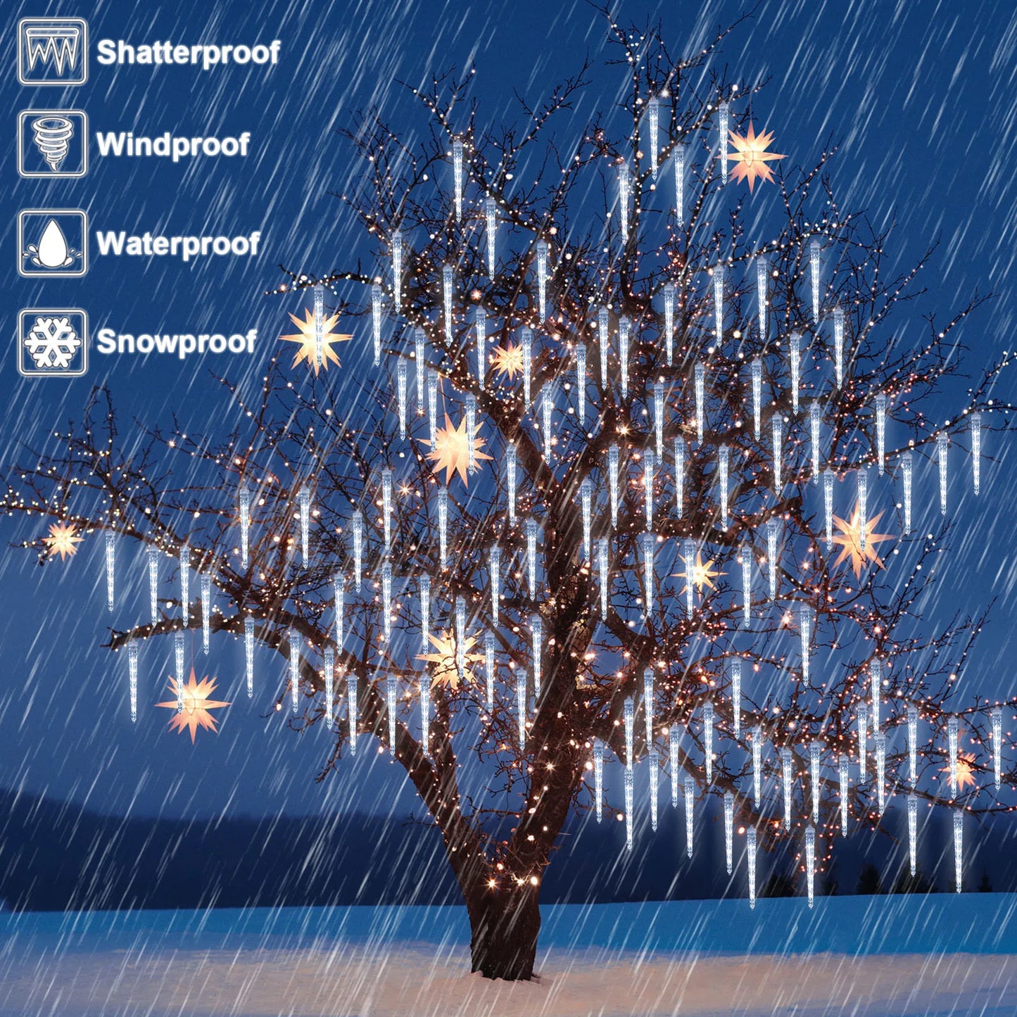 Christmast LED Meteor Shower Raindrop Snowing Lights