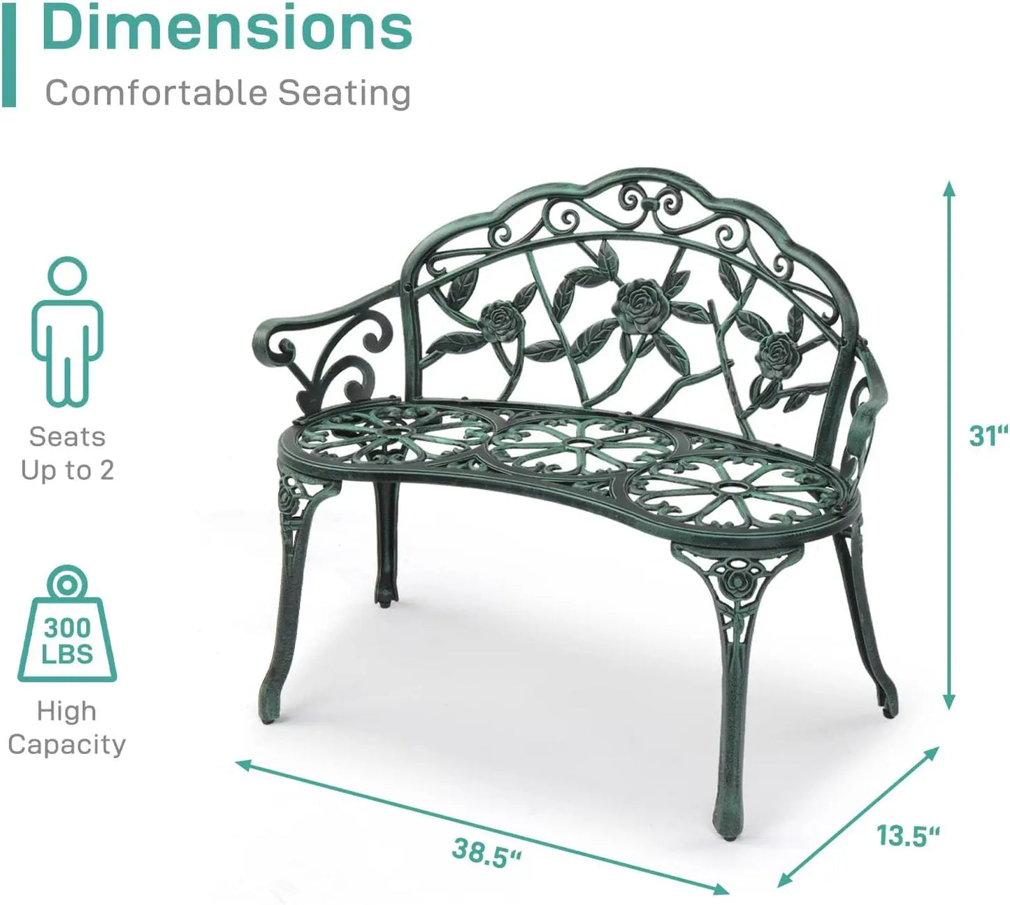 Patio Park Garden  Bench,Antique Finish Chair,Accented