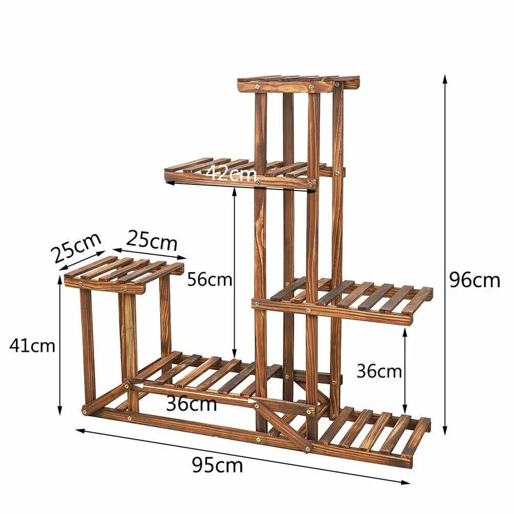 Wood Plant Flower Stand Shelf Planter Pots Shelves Rack