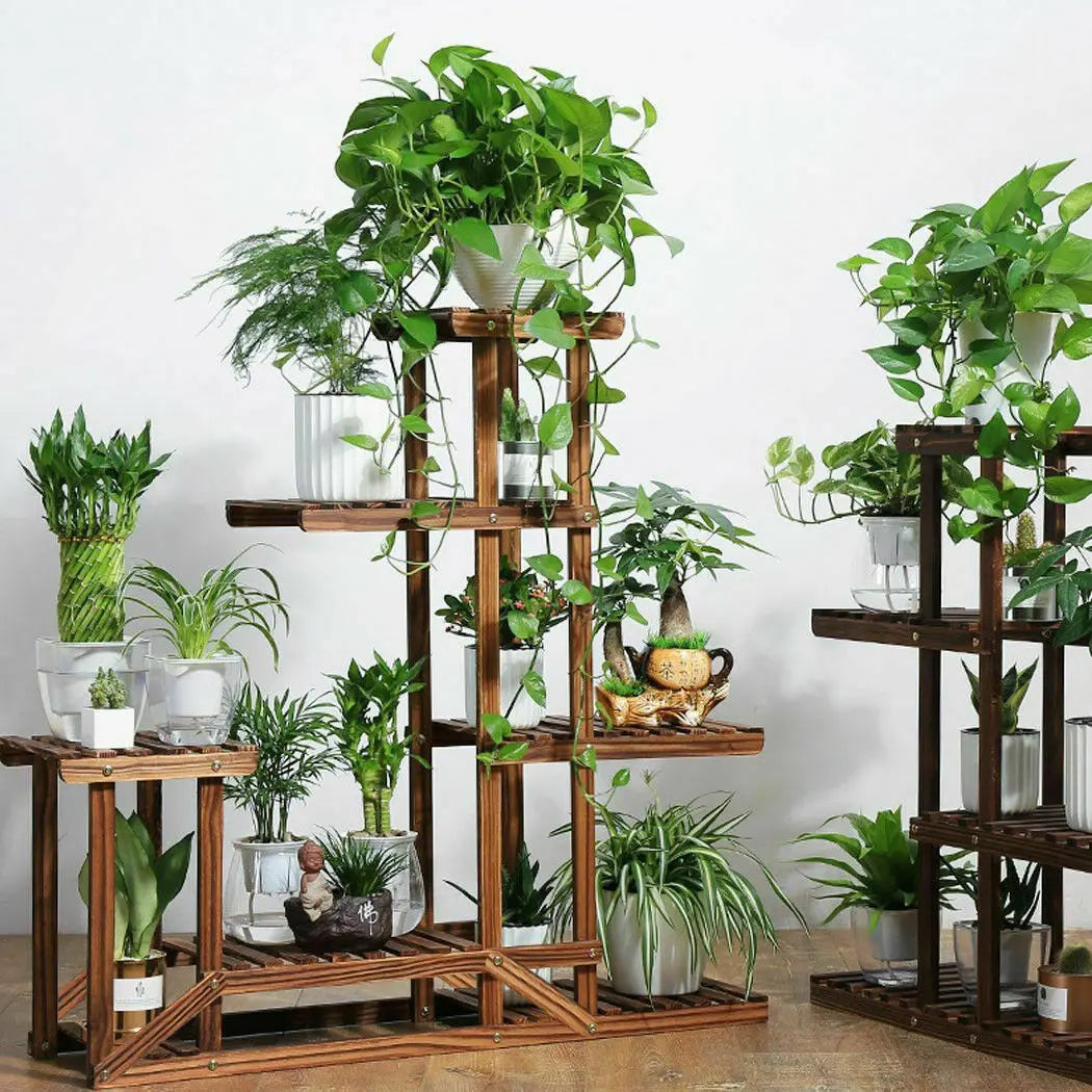 Wood Plant Flower Stand Shelf Planter Pots Shelves Rack