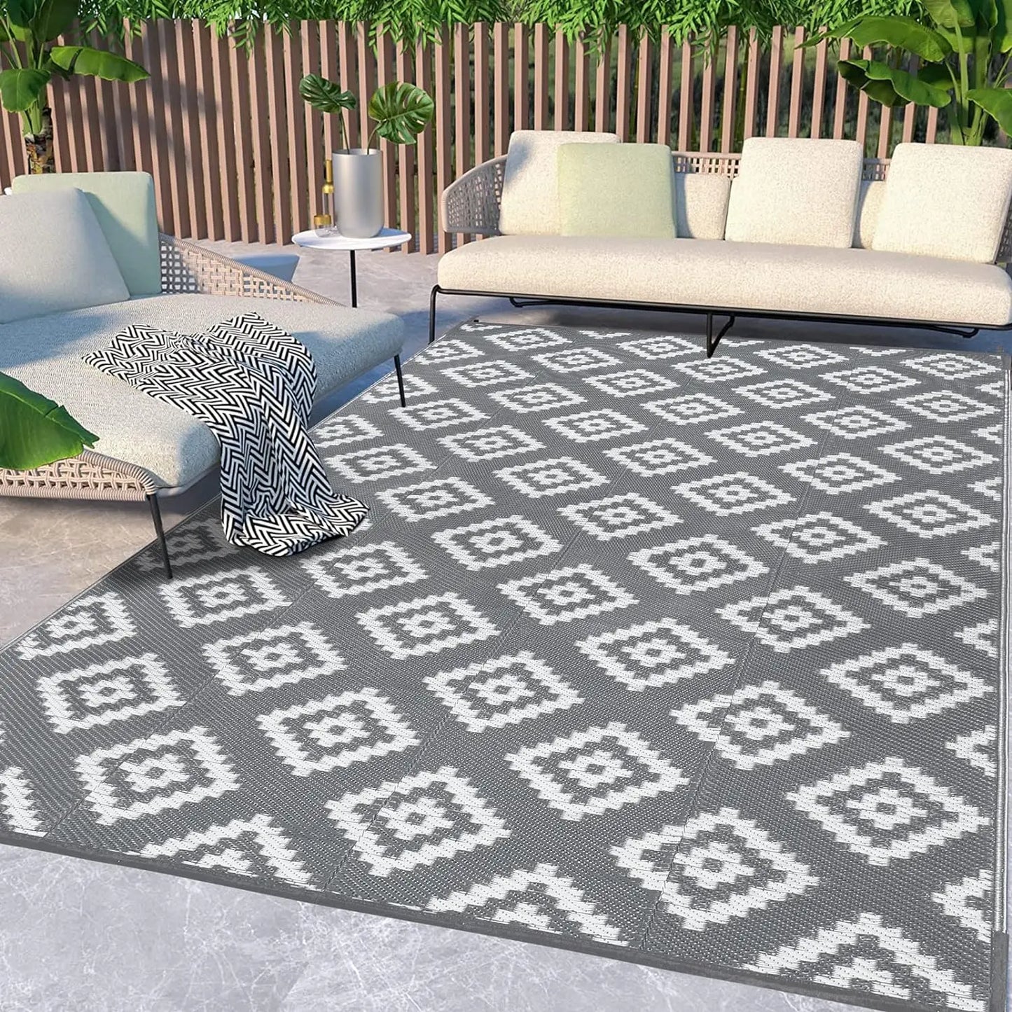 Reversible Plastic Rugs,Rugs for Patio, Living Room, Camping