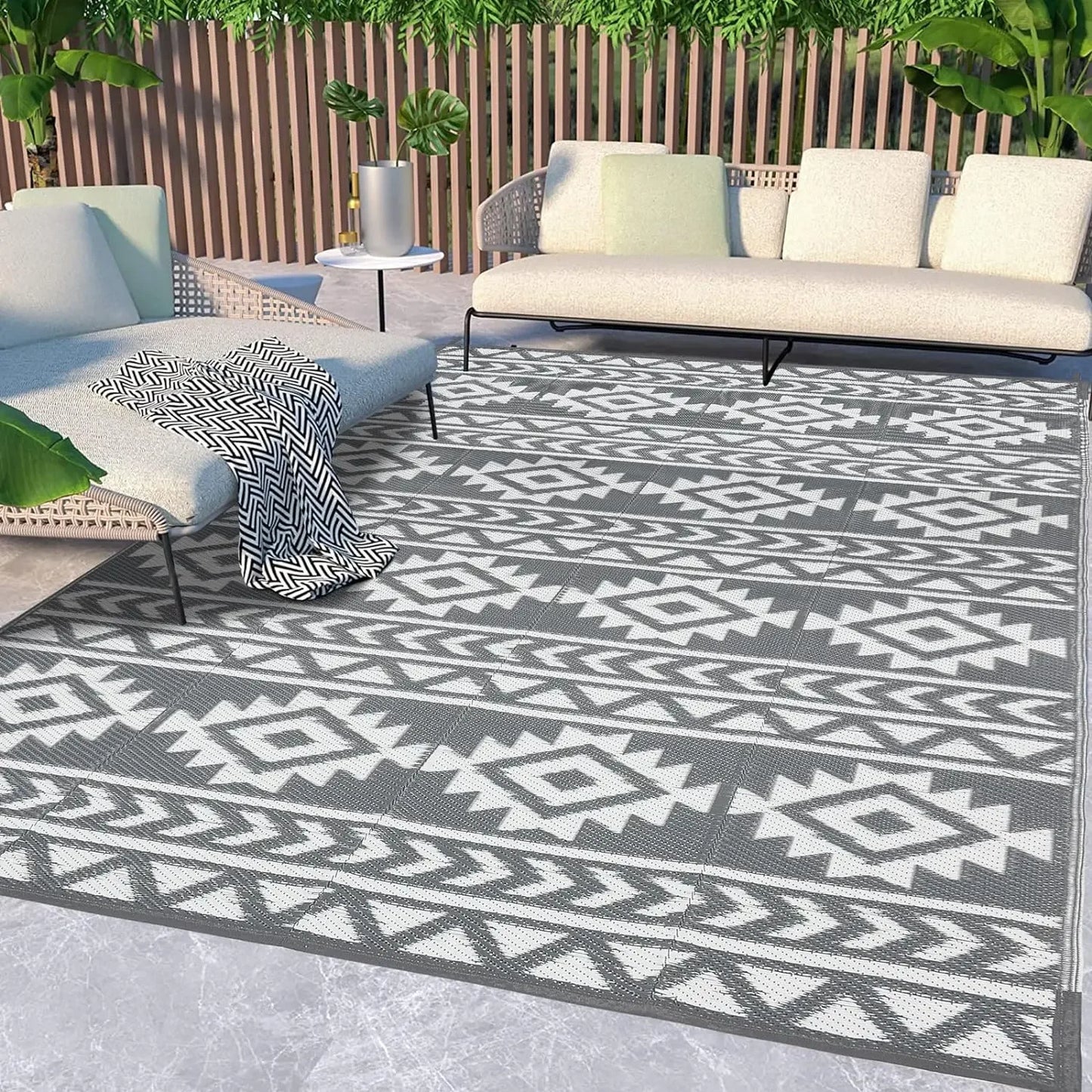 Reversible Plastic Rugs,Rugs for Patio, Living Room, Camping