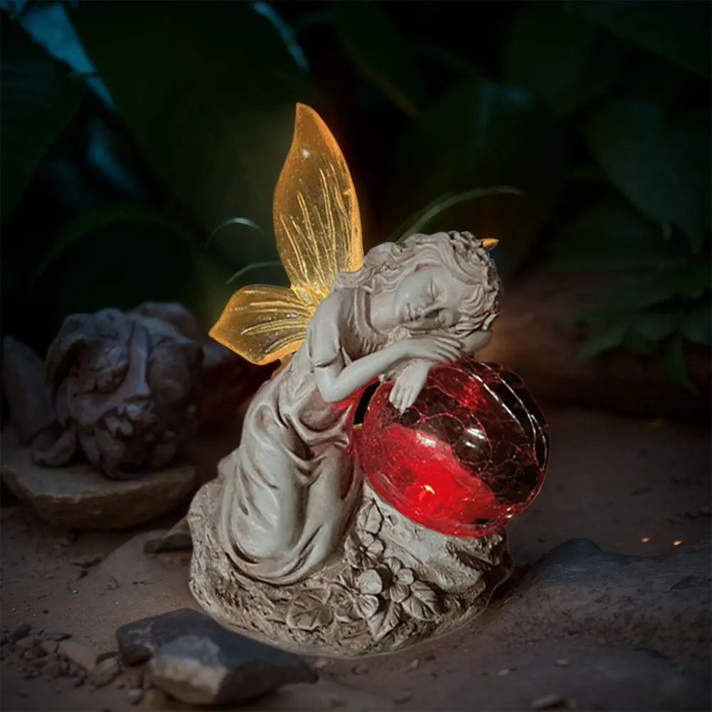 Solar Angel Statue Light Angel Glass Ball Sculpture light