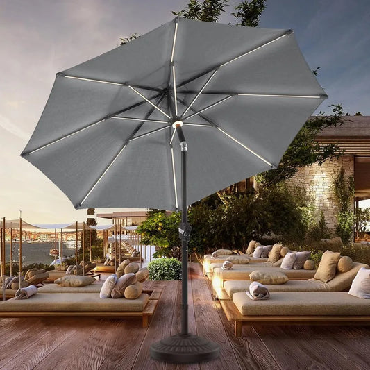 9 FT Outdoor Solar Patio Umbrella LED Table Umbrellas