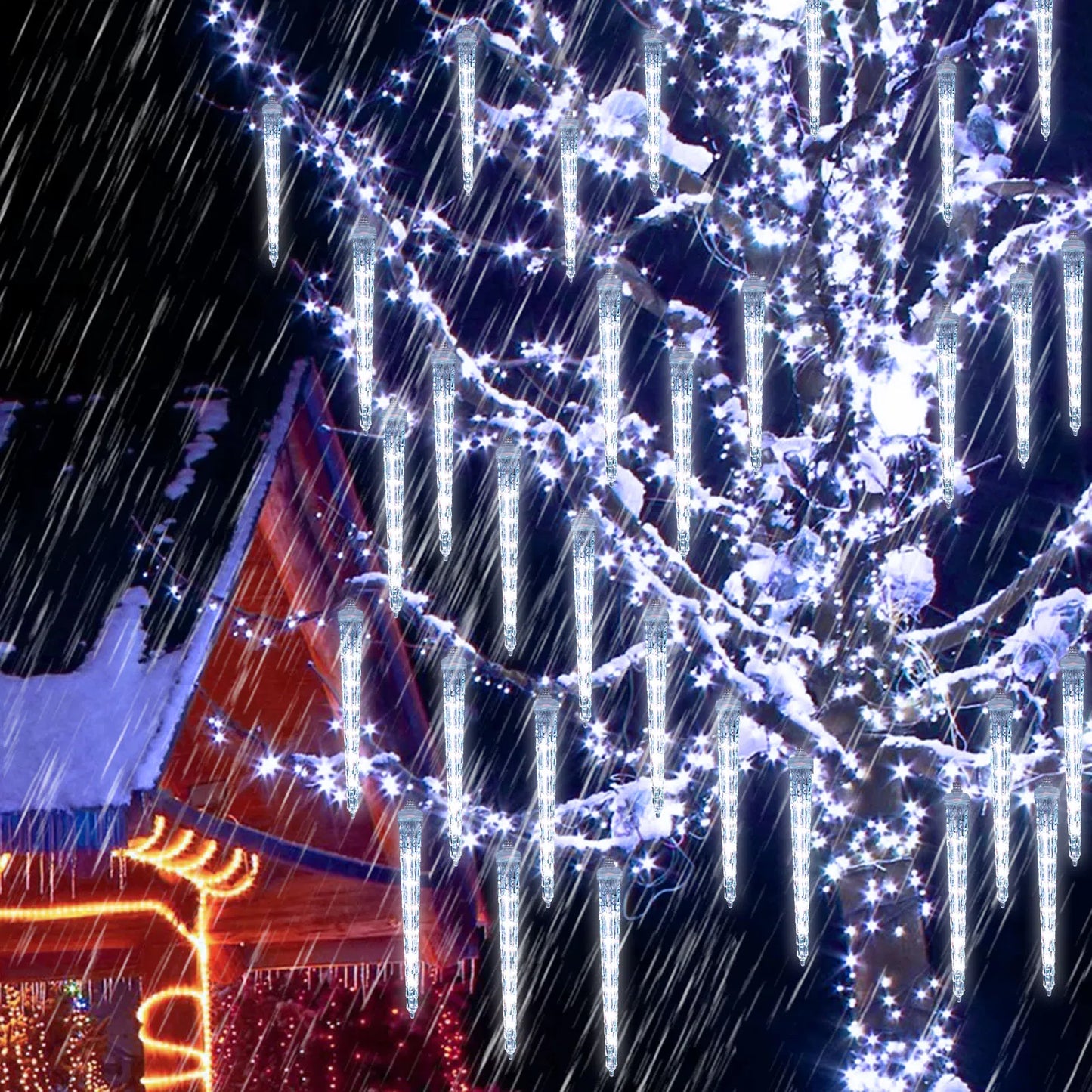 Christmast LED Meteor Shower Raindrop Snowing Lights