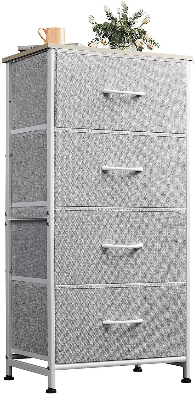 Dresser with 4 Drawers, Fabric Storage Organizer