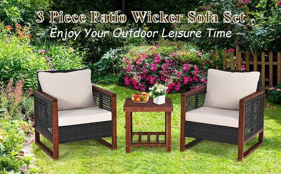 Patio Wicker Furniture Set, Rattan Outdoor Sofa Set