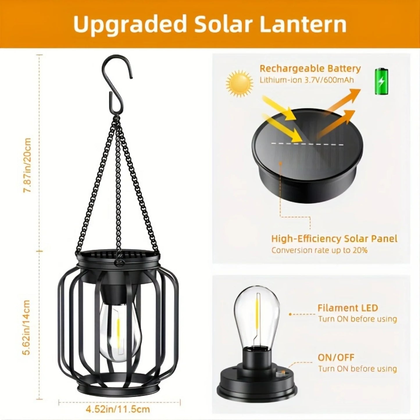 Cylindrical Hanging Solar Lights Outdoor