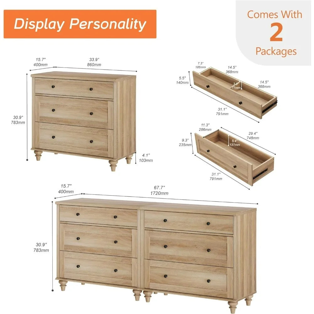 Dressers with Wide Chest of Drawers, Storage, Organizer