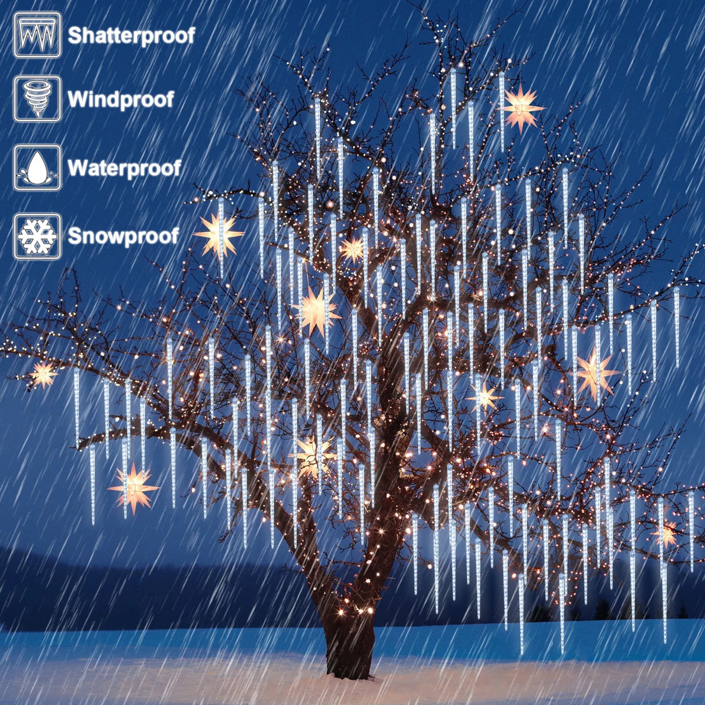 Christmast LED Meteor Shower Raindrop Snowing Lights