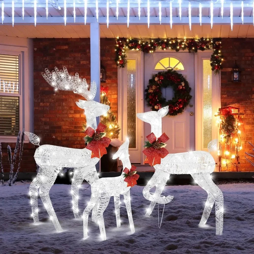 3 Piece Lighted Christmas Reindeer Family Set Decorations