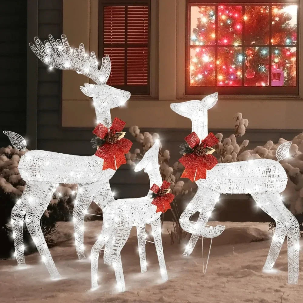 3 Piece Lighted Christmas Reindeer Family Set Decorations