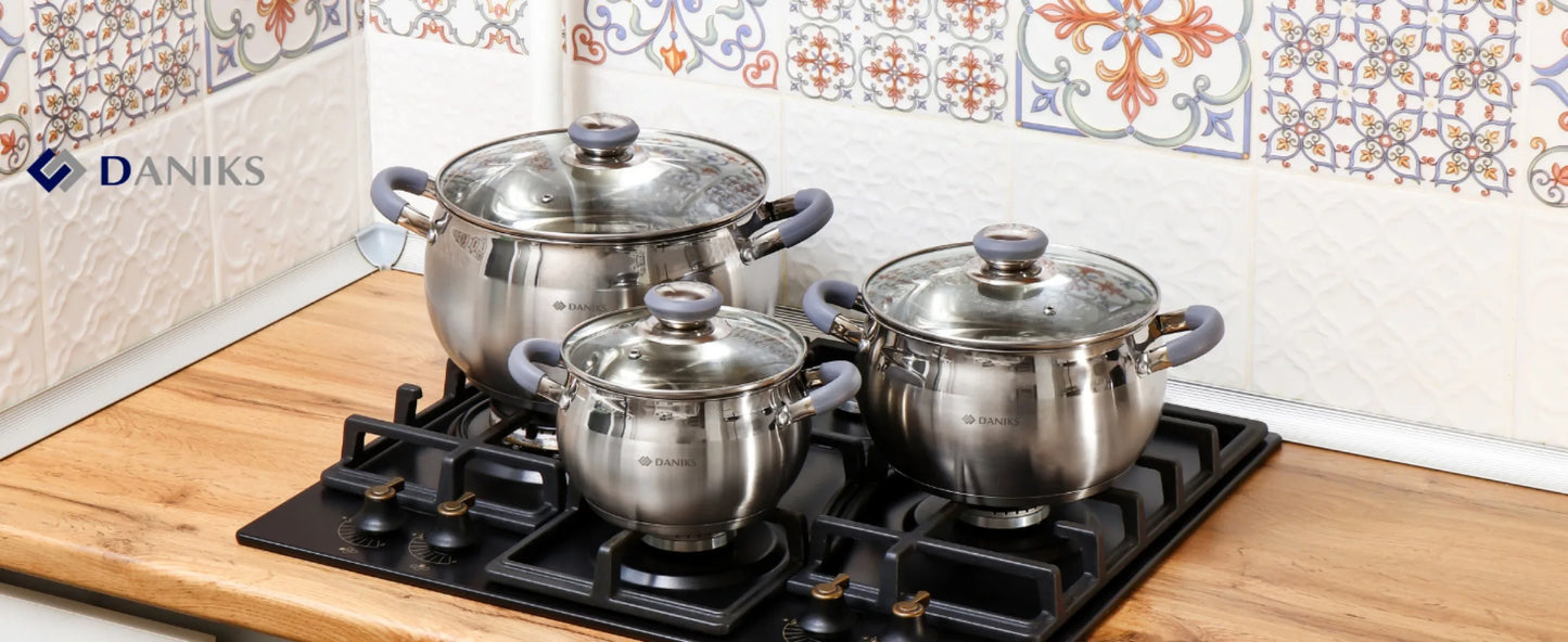 Modern Stainless Steel Kitchen Induction Pot Cookware Set