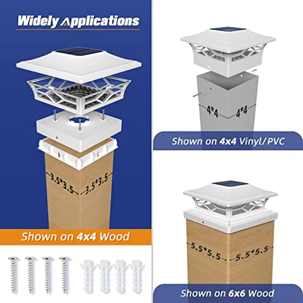 Solar Post Cap Lights Fence Deck Lighting  Patio light