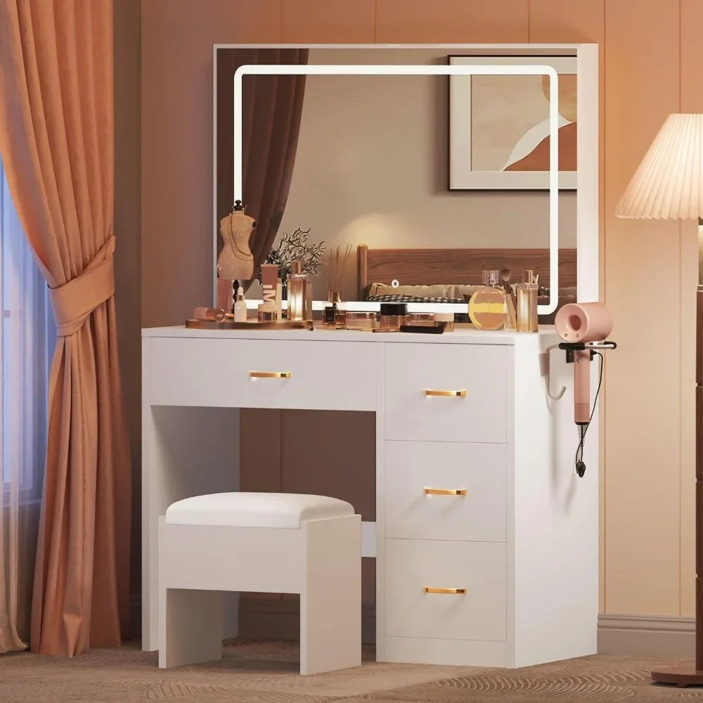 Vanity Desk With Lighted Mirror Make up Table