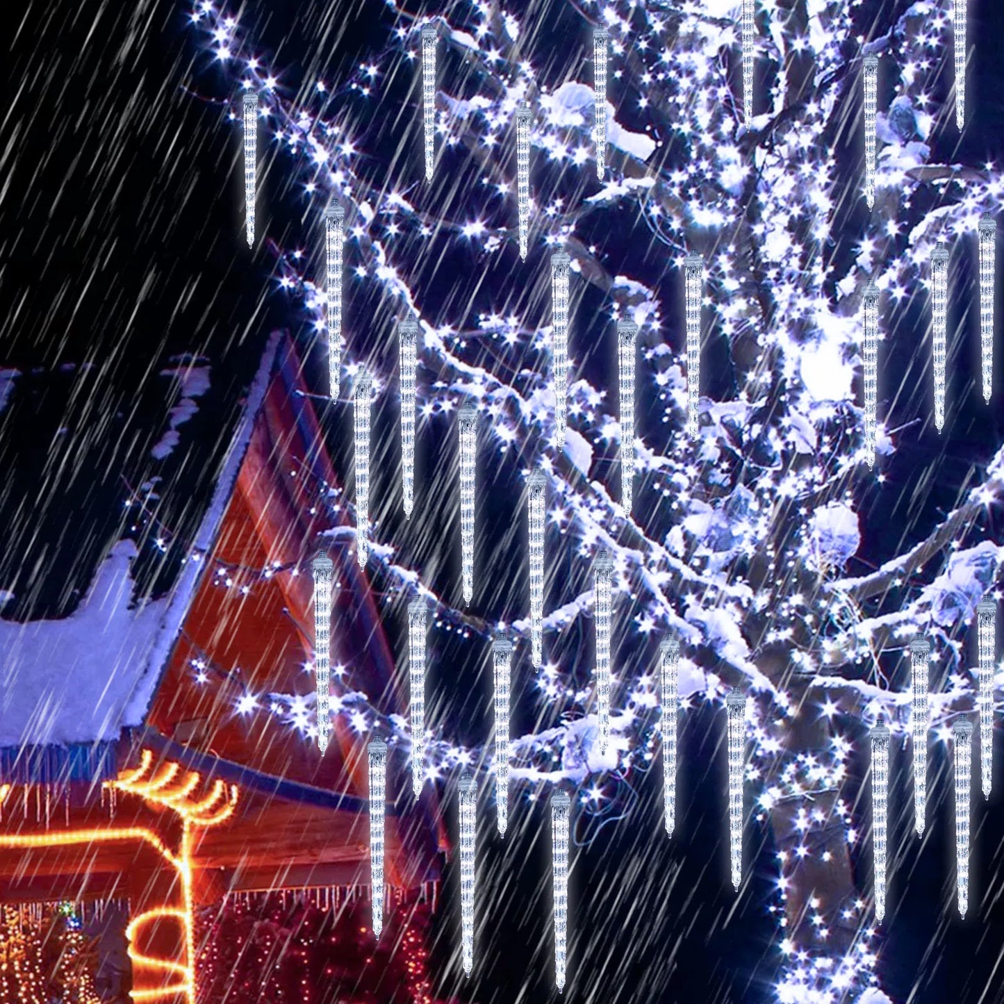 Christmast LED Meteor Shower Raindrop Snowing Lights