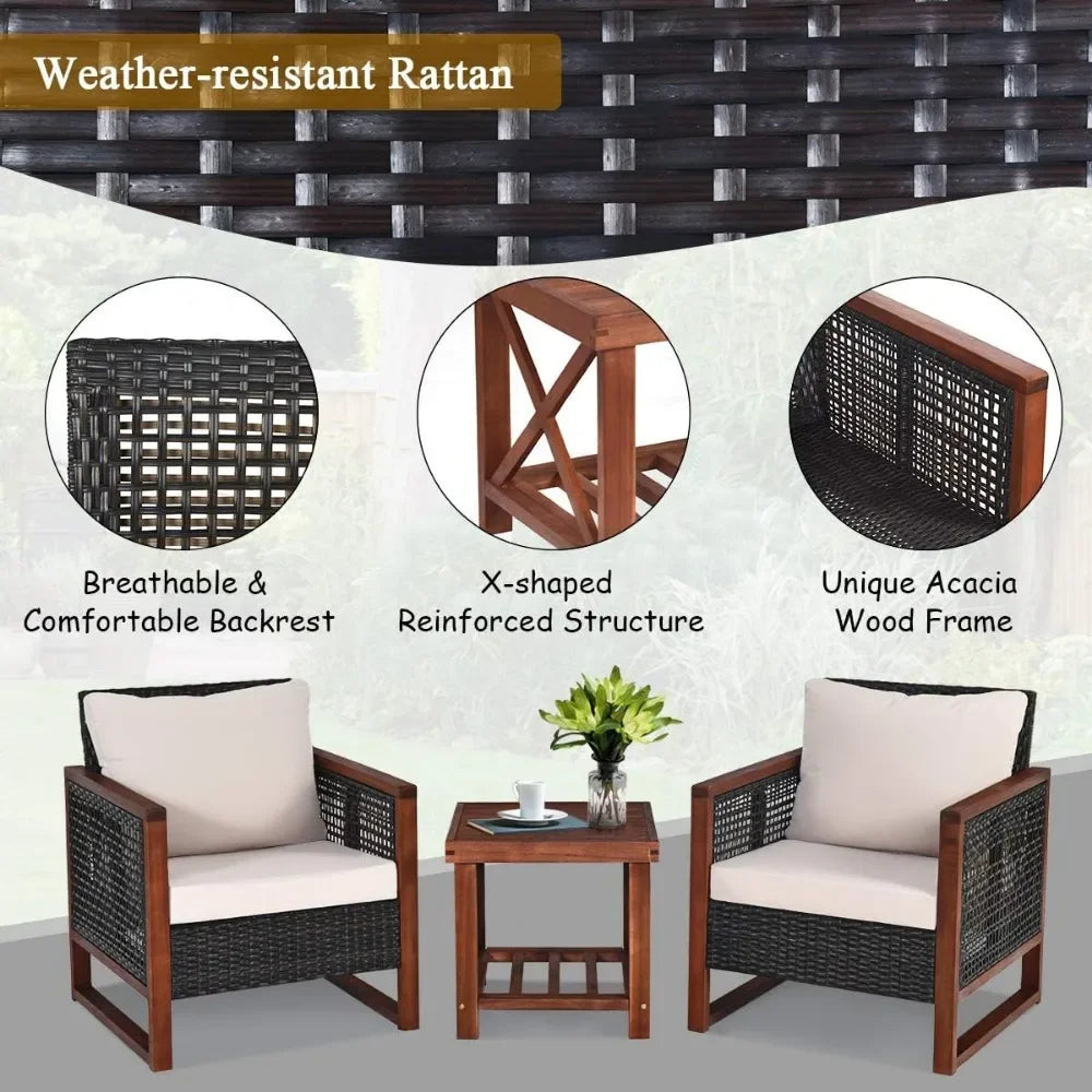 Patio Wicker Furniture Set, Rattan Outdoor Sofa Set