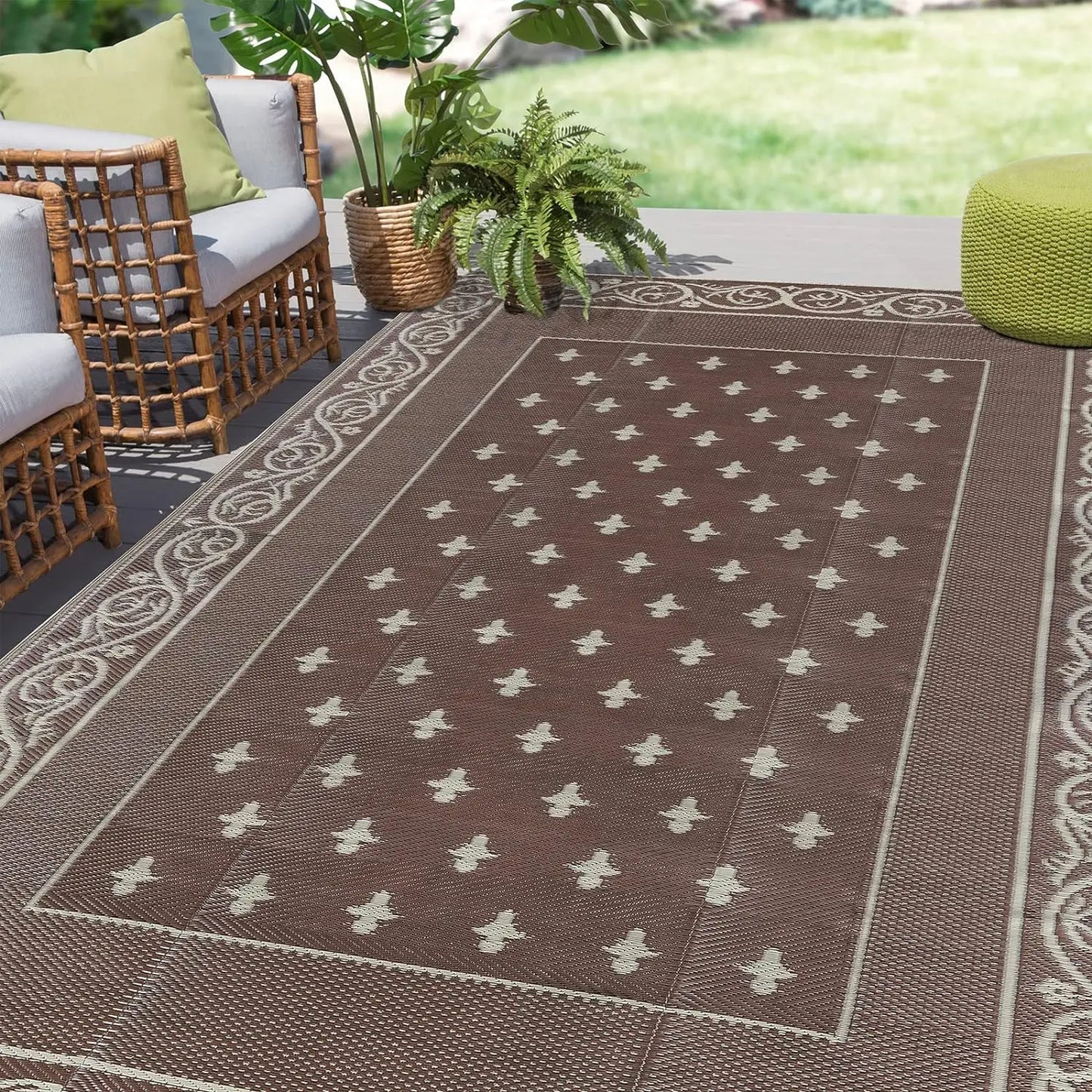 Reversible Plastic Rugs,Rugs for Patio, Living Room, Camping