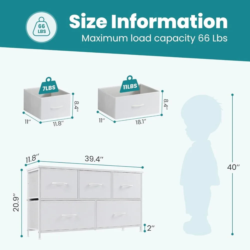 5 Door Dresser Storage Organizer Closet