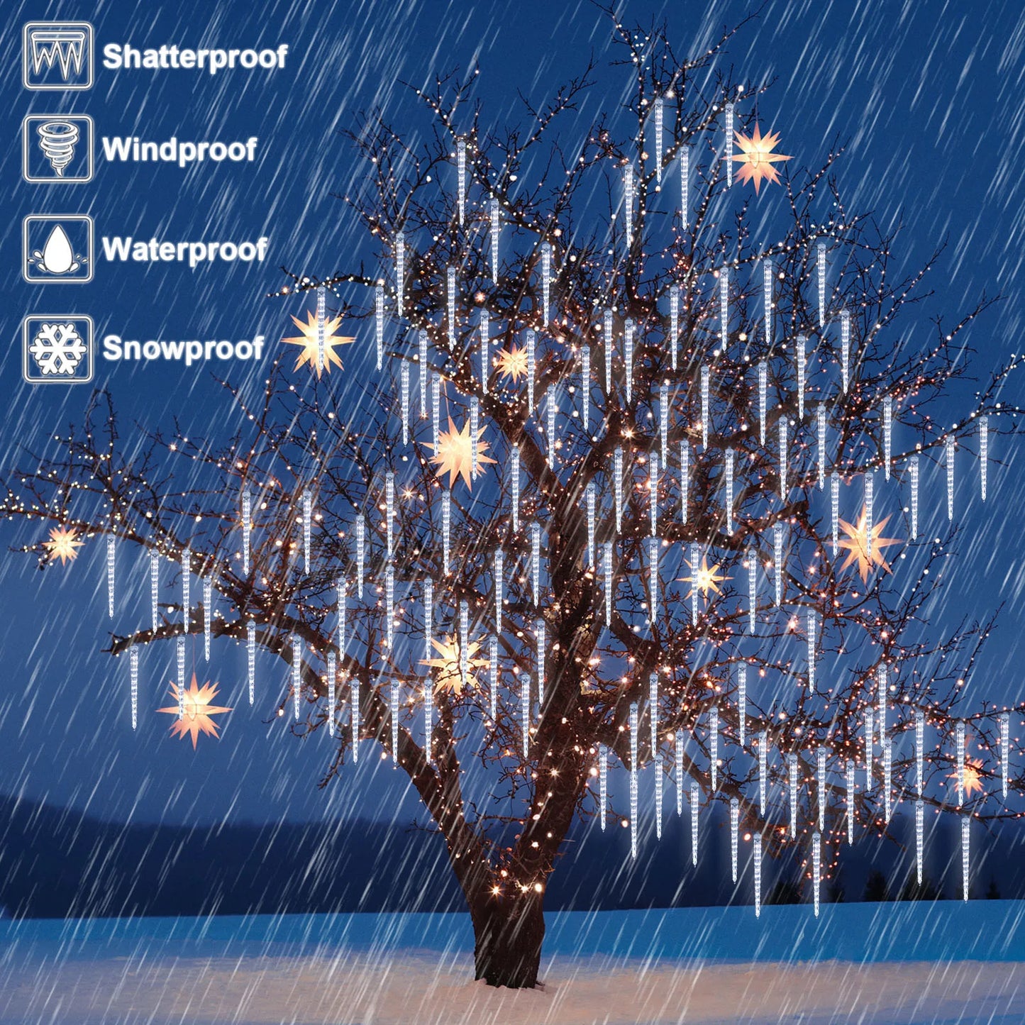 Christmast LED Meteor Shower Raindrop Snowing Lights