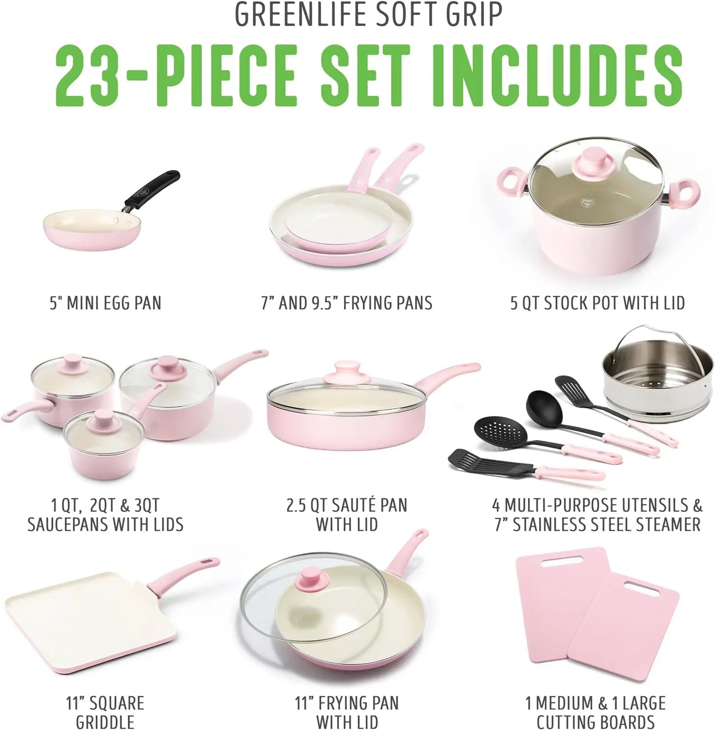 Ceramic Nonstick 23 Piece Kitchen Cookware