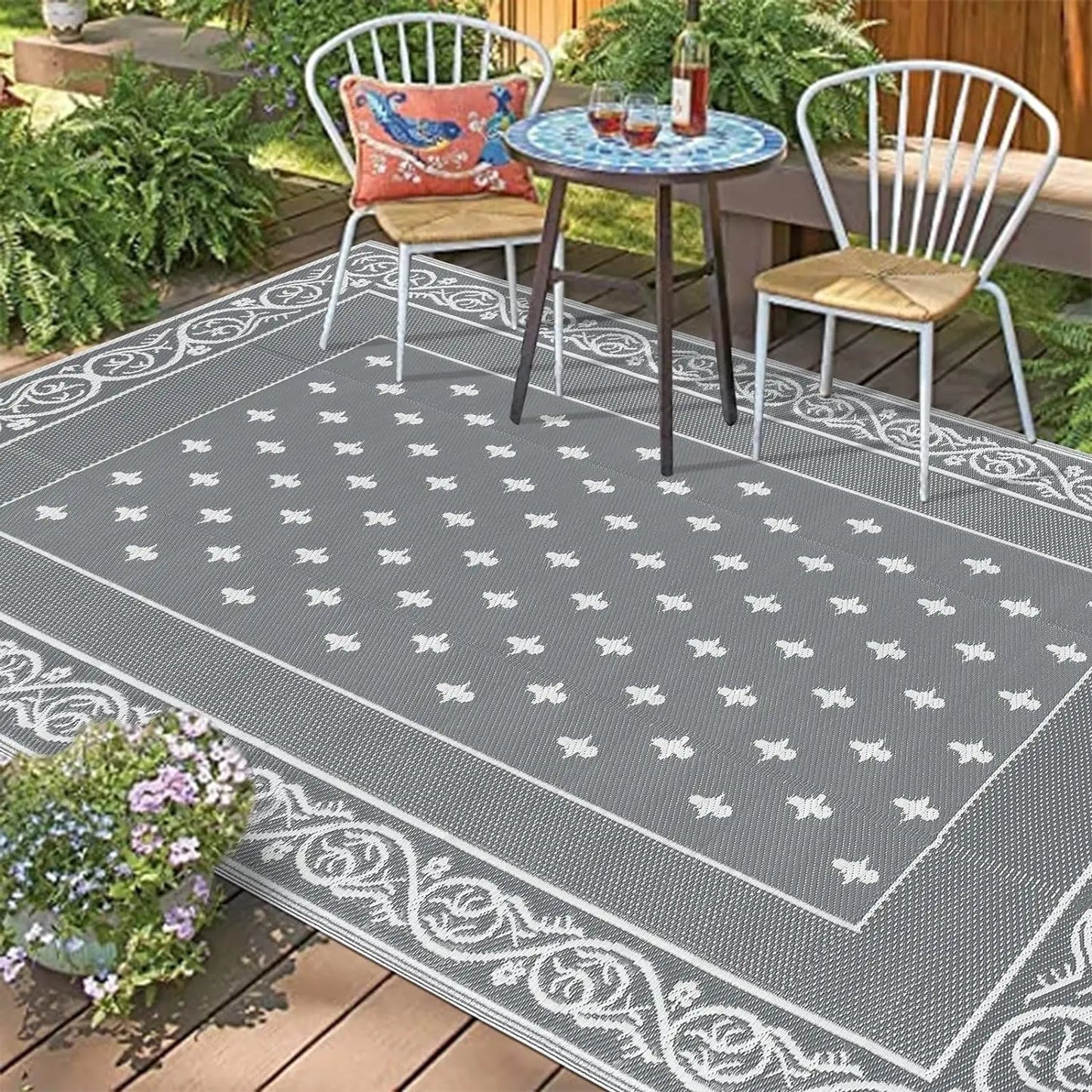 Reversible Plastic Rugs,Rugs for Patio, Living Room, Camping