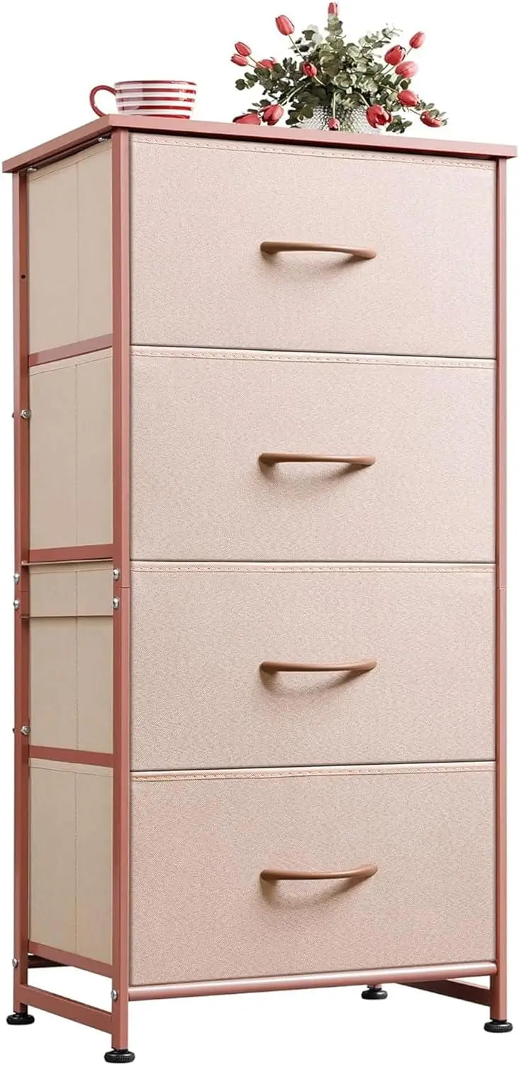 Dresser with 4 Drawers, Fabric Storage Organizer