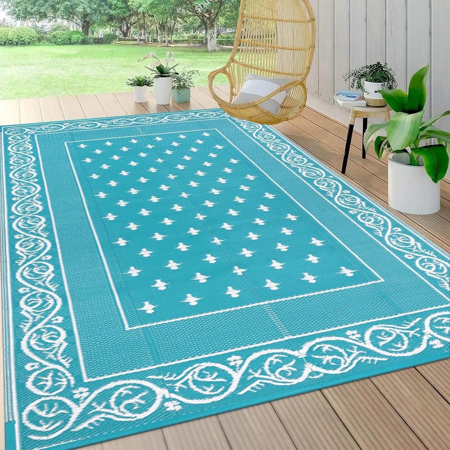 Reversible Plastic Rugs,Rugs for Patio, Living Room, Camping