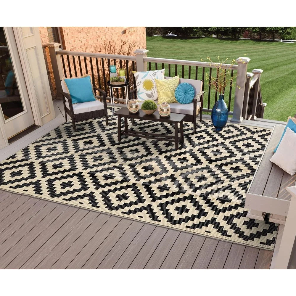 Outdoor Rugs Waterproof Plastic Straw Rug, Reversible