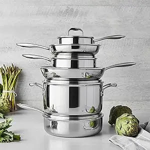 3-Ply Stainless Steel Pots and Pans Set, Cookware Set