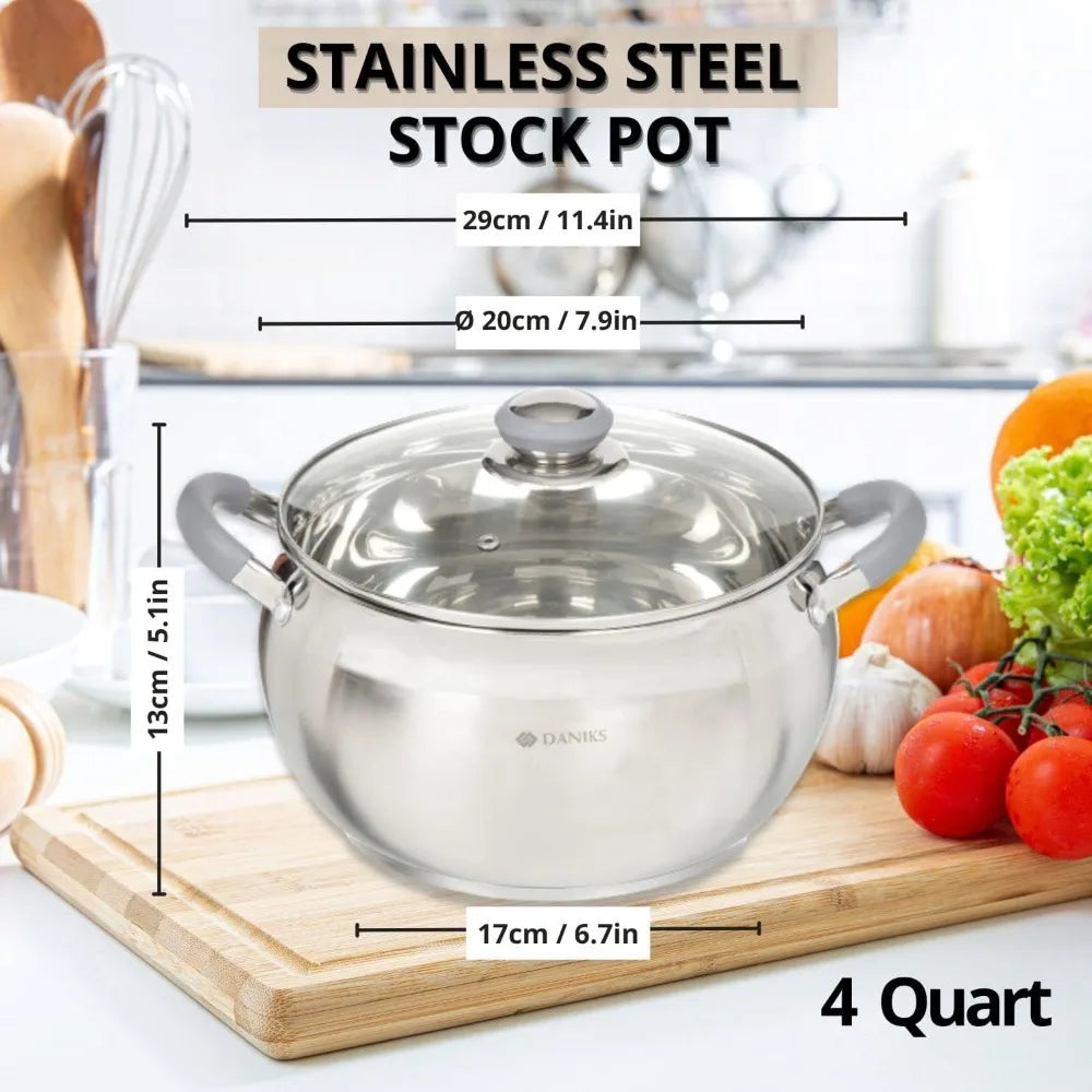 Modern Stainless Steel Kitchen Induction Pot Cookware Set