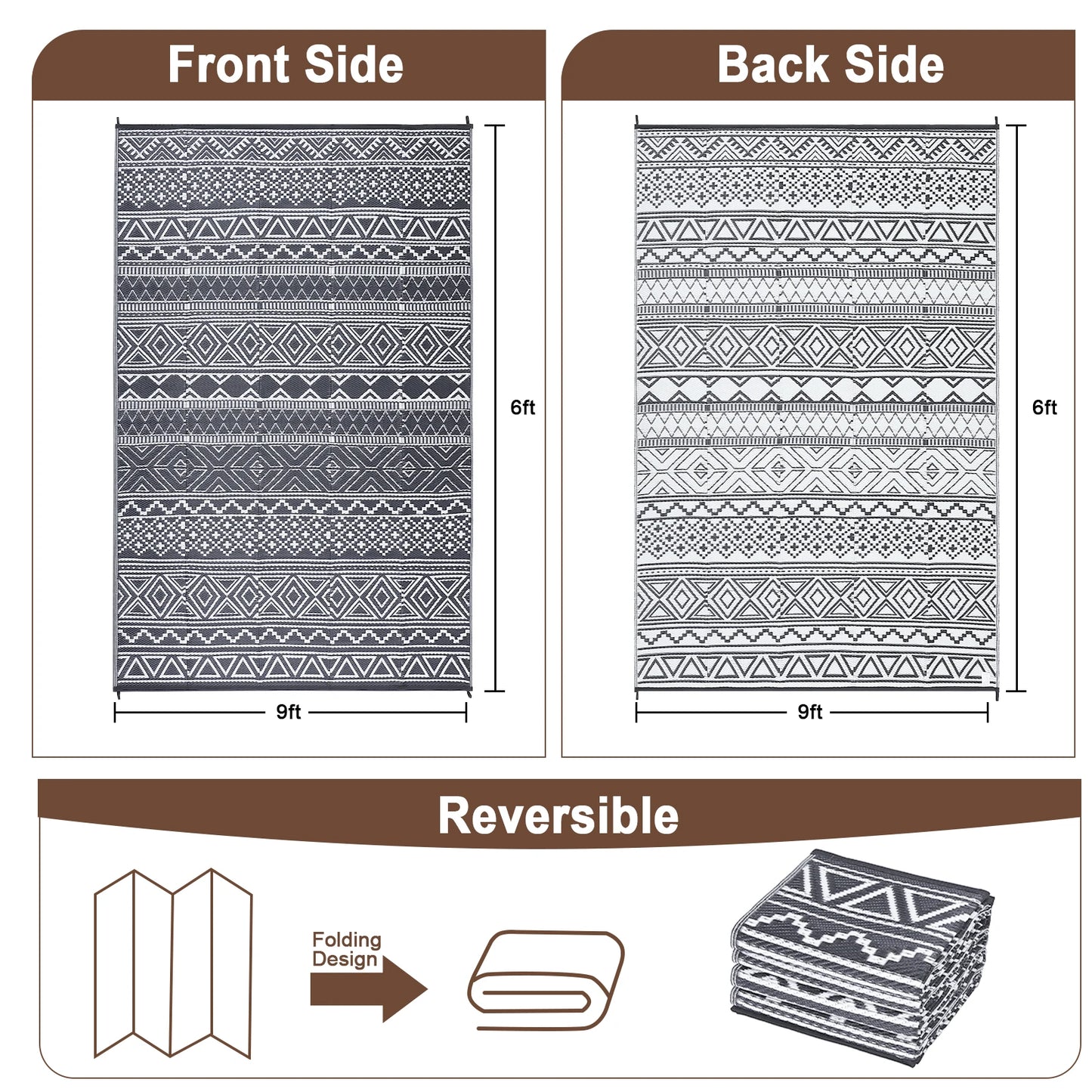 Waterproof Reversible Patio Rug Camping Rug picnic Rug