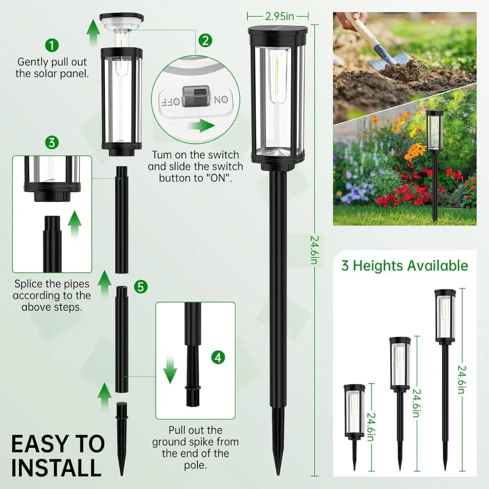 Bright Solar Pathway Lights Outdoor, 8 Pack Garden Lights