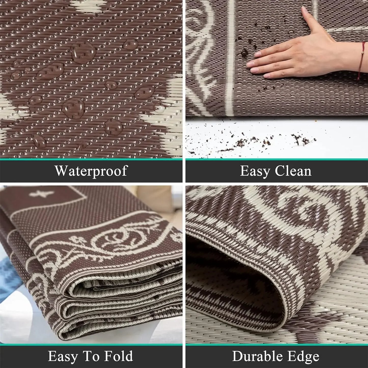 Reversible Plastic Rugs,Rugs for Patio, Living Room, Camping